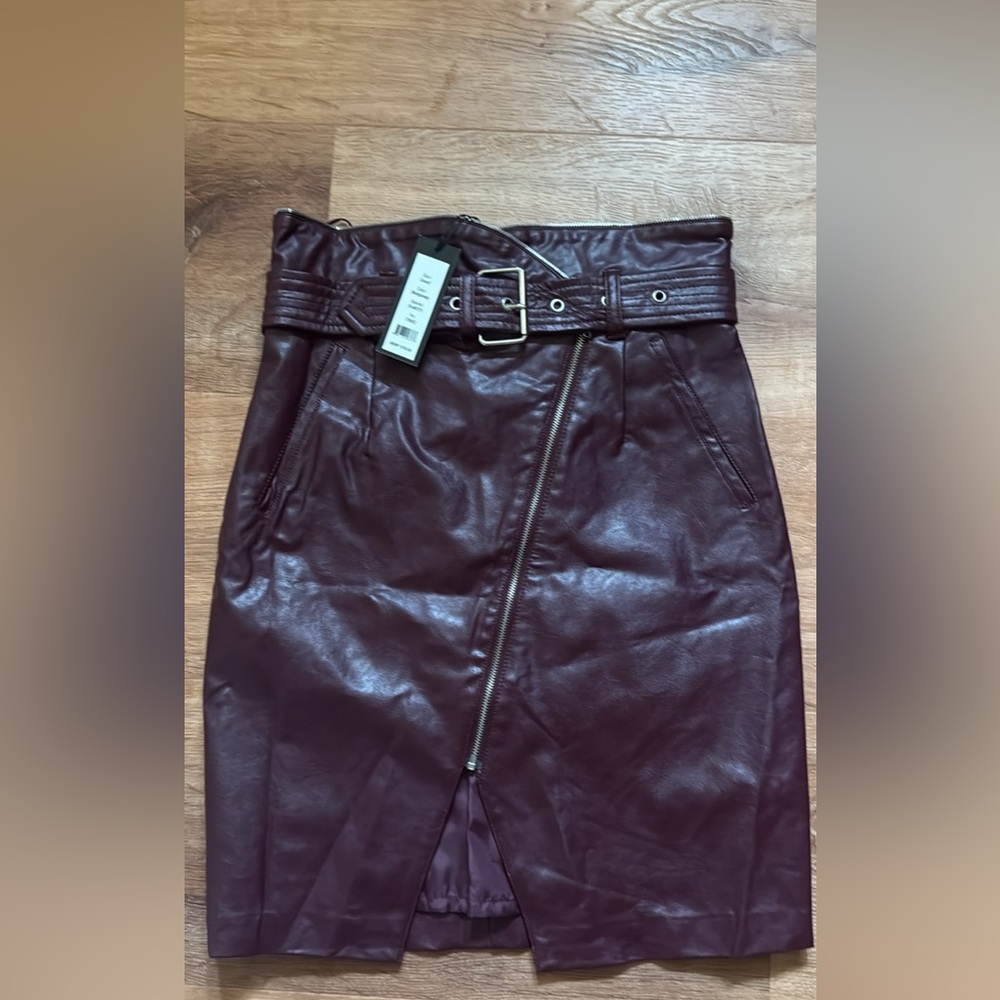 Romeo & Juliet Couture Deep Red Leather Skirt